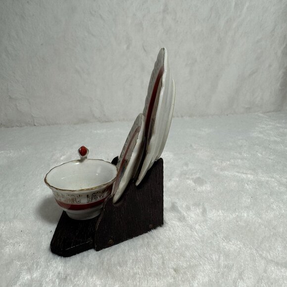 Vintage Souvenir Tea Set W/ Stand Ambassador Bridge Windsor Canada Cup & Saucer - Picture 4 of 6